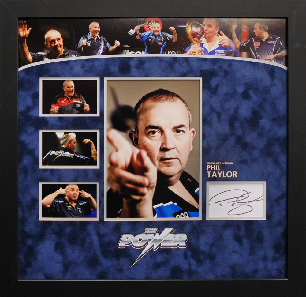 Phil 'Power' Taylor signed whitecard - Memorabilia Framers Shop